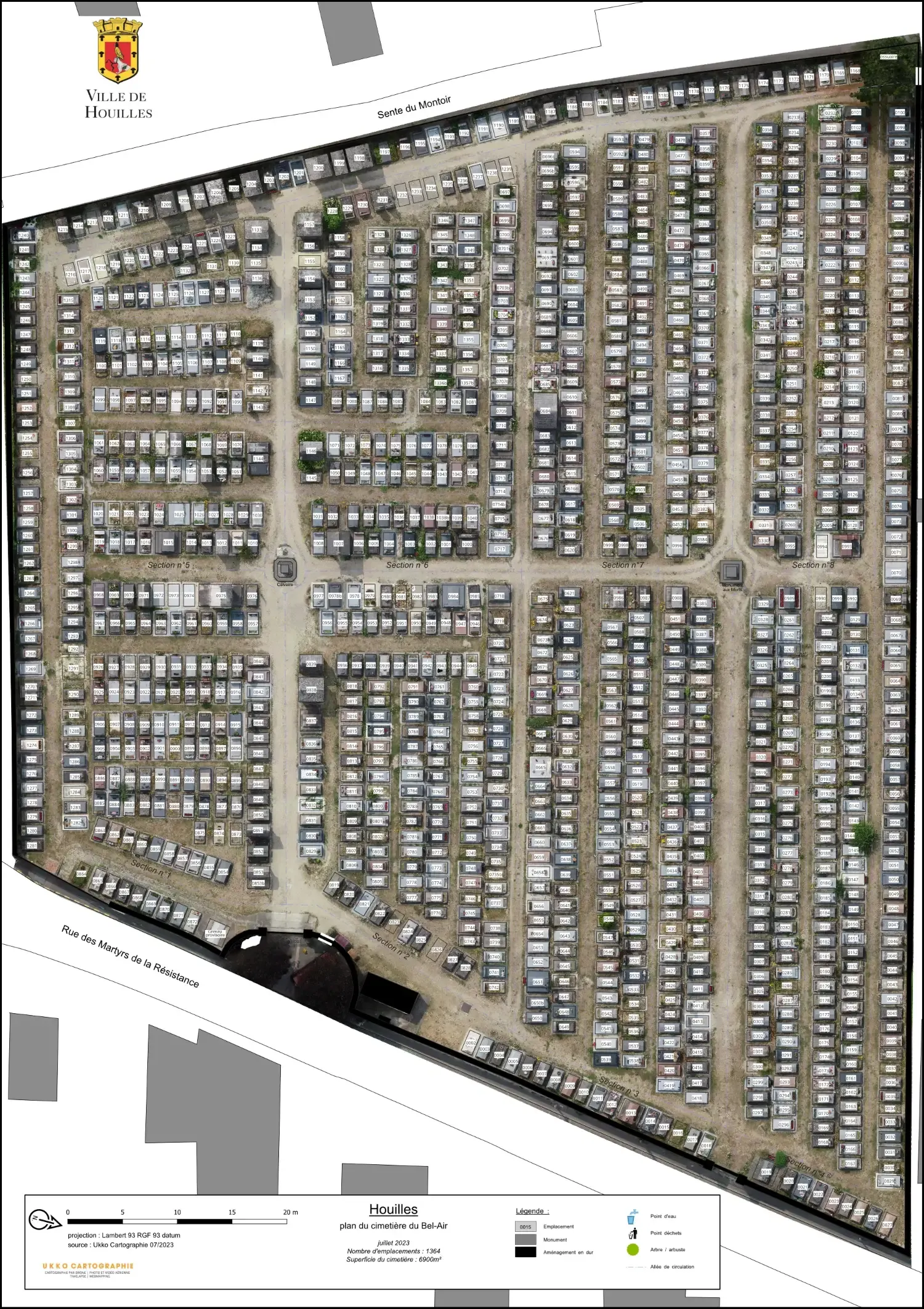 orthophotographie drone d'un cimetière